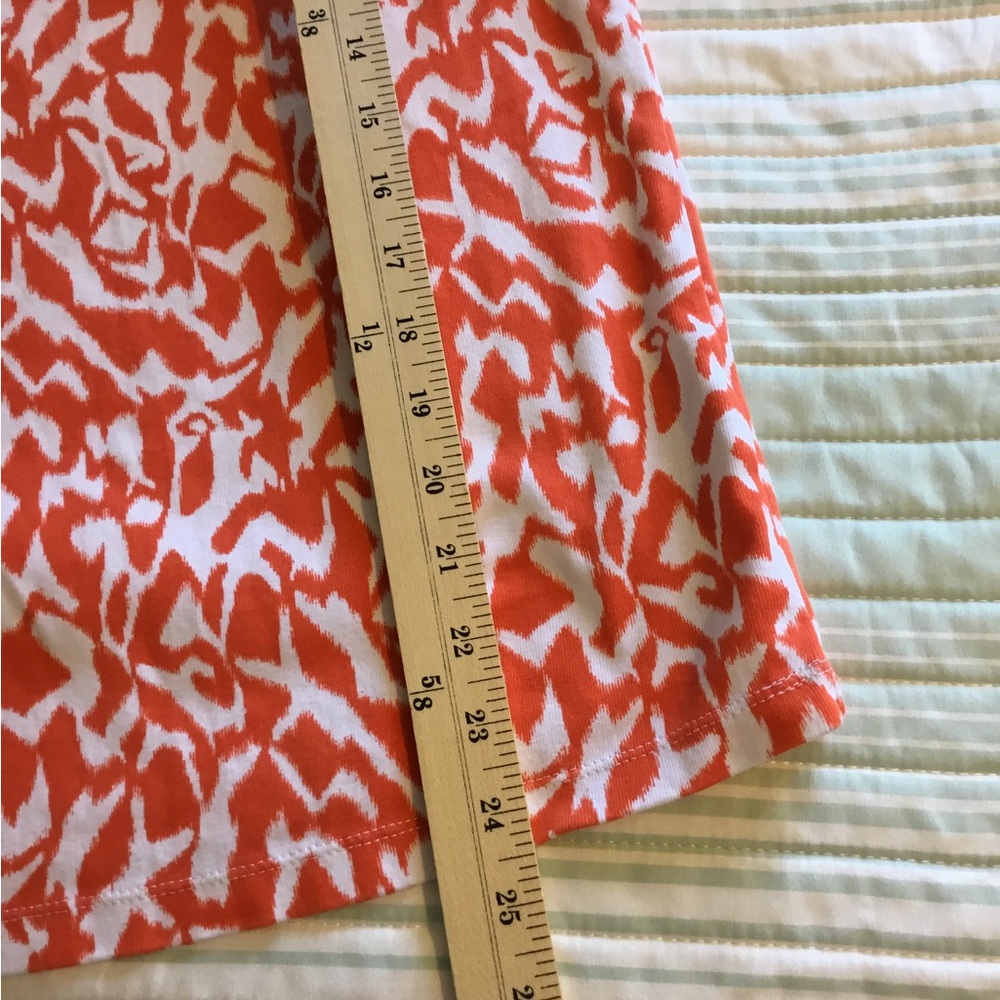 Rafaella Orange & White Patterned top Sleeveless, draped neck, stretchy Cotton - Picture 5 of 6